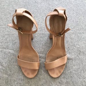 Schutz Enida nude leather block heel sandals